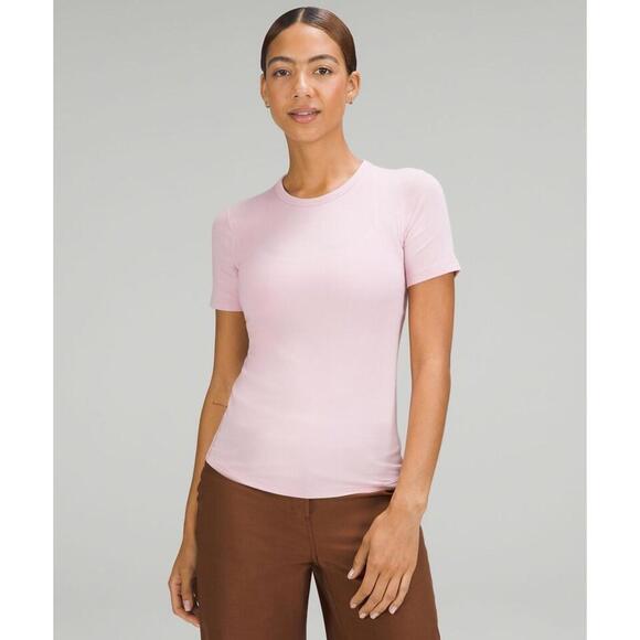 lululemon athletica Tops - NWT Lululemon Hold Tight Short Sleeve Shirt Size 6 Pink Peony Ribbed Modal Tee